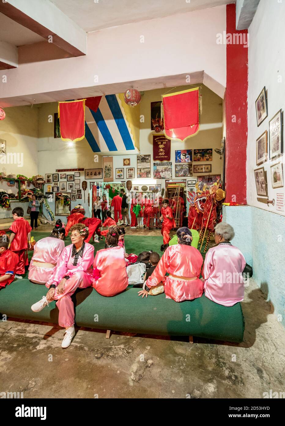 Wushu Cuban School, interior, Chinatown, Havana, La Habana Province, Cuba Stock Photo