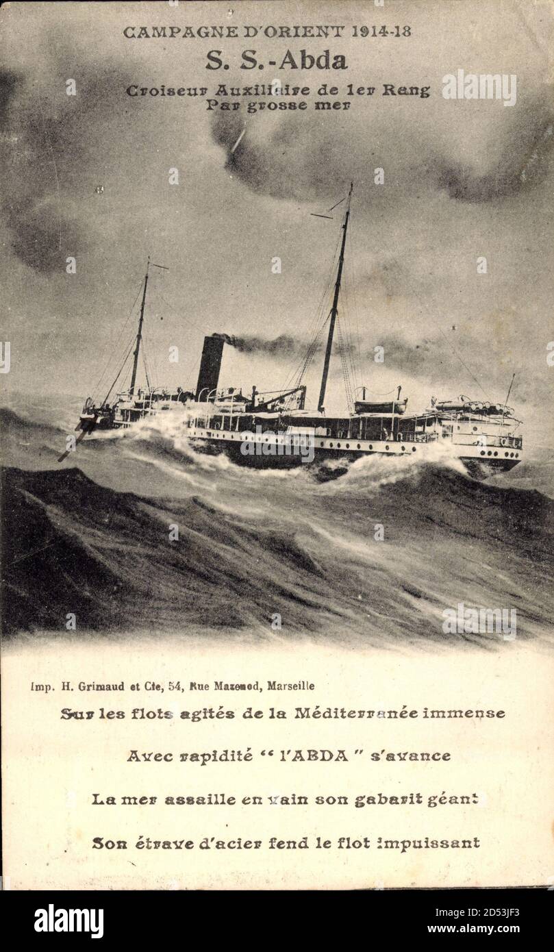 Französisches Kriegsschiff, S.S. Abda, Croiseur Auxiliaire usage