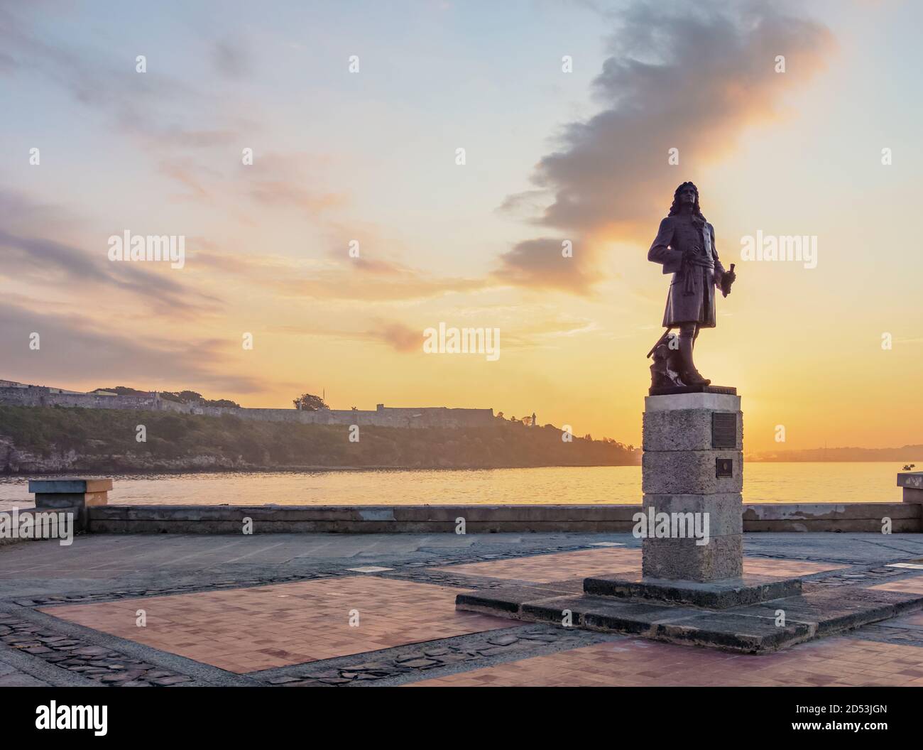 Statue Of Pierre Le Moyne D Iberville In La Punta Park At Sunrise statue-of-pierre-le-moyne-d-iberville-in-la-punta-park-at-sunrise