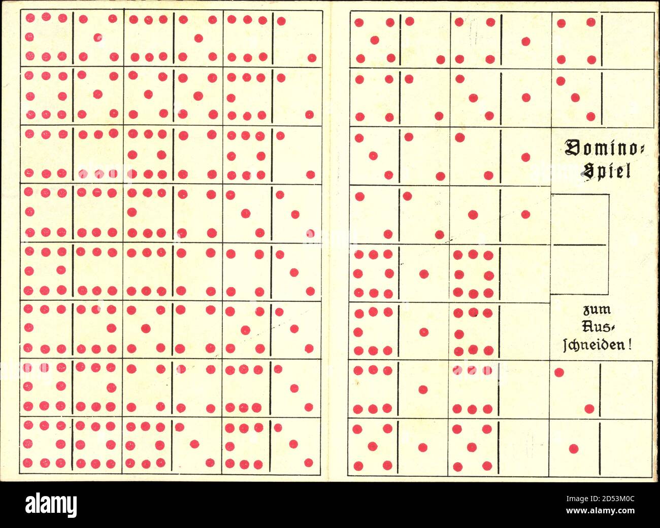 Dominospiel zum Ausschneiden, Brettspiel | usage worldwide Stock Photo