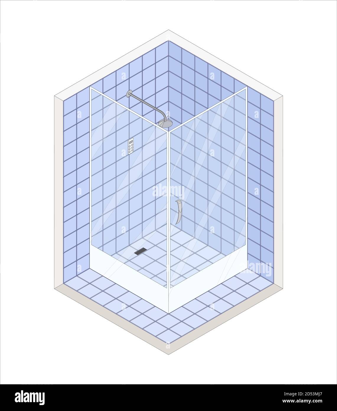 Isometric showers cabin. Vector flat 3D concept interior illustration ...