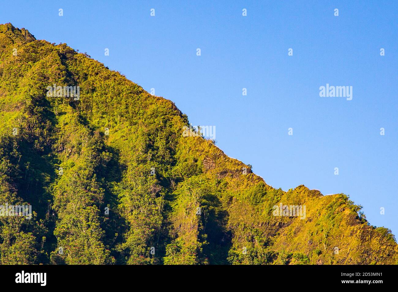 Beautiful view of the famous mountain landscape near the haiku stairs on a blue sky background Stock Photo