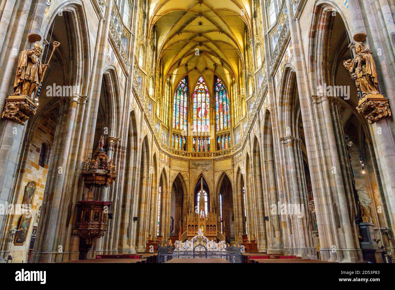 Interior of St Vitus Cathedral. Prague Castle, Prague, Czech Republic ...