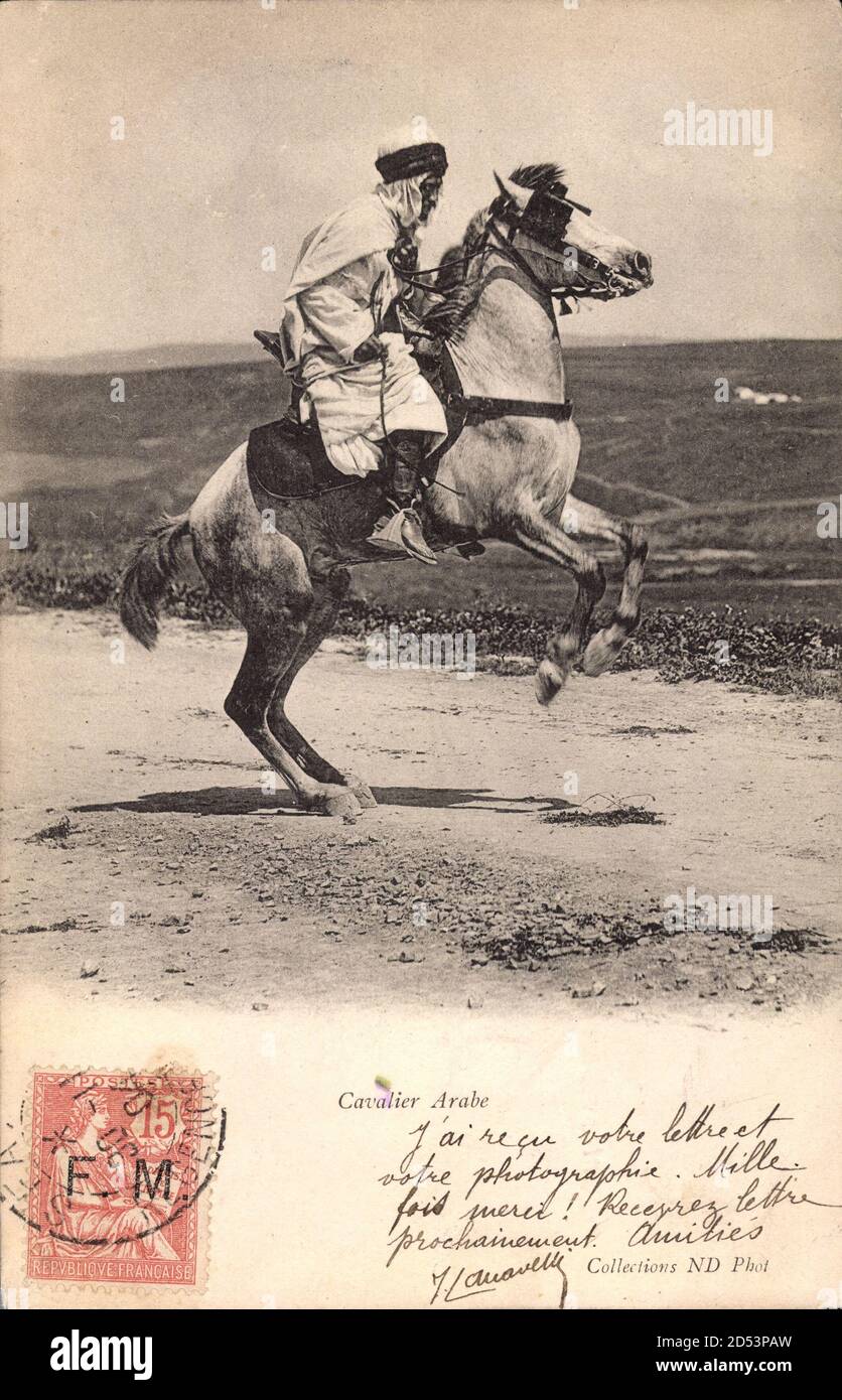 Maghreb, Cavalier Arabe, Arabischer Kavallerist, Neurdein Frères | usage worldwide Stock Photo