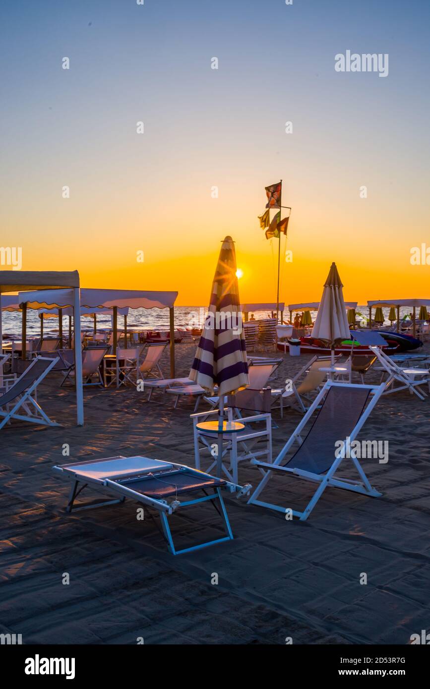 Beautiful italian beach of Viareggio' beach at sunset,Italy,Europe ...