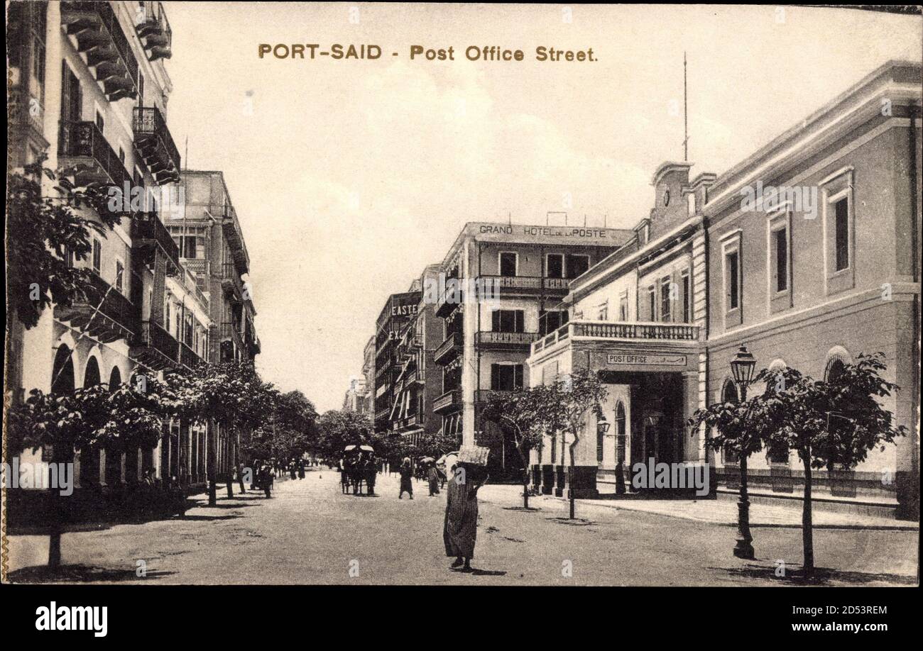 Port Said Ägypten, Post Office Street, Straßenpartie, Grand Hotel de la