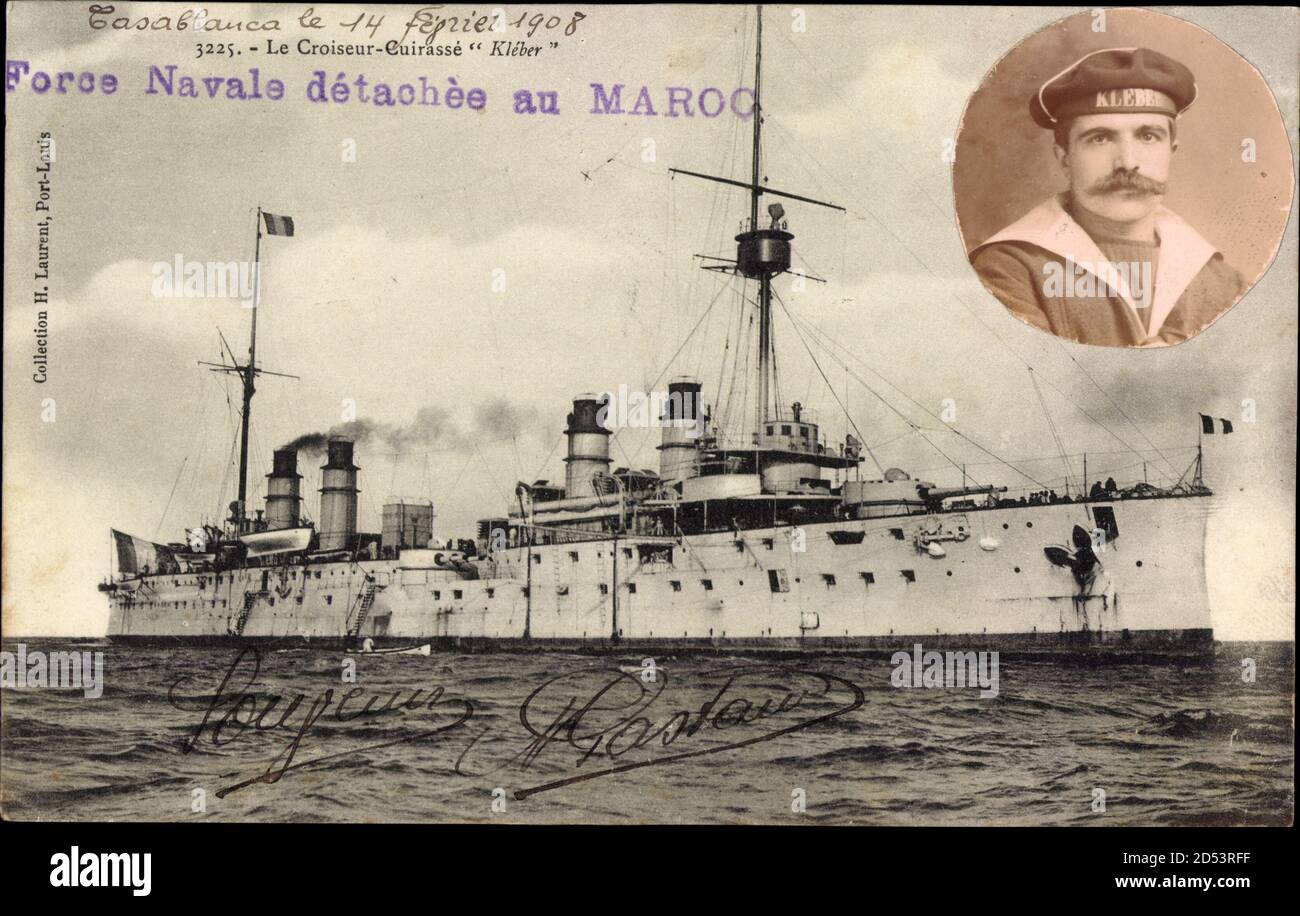 Französisches Kriegsschiff, Kleber, Croiseur Cuirasse, Seemann usage