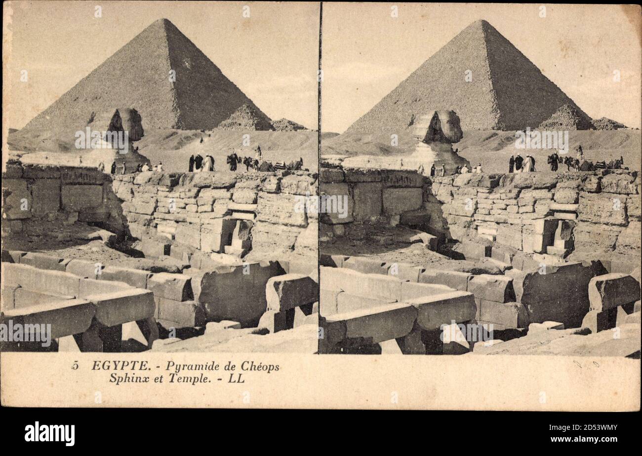 Gizeh Agypten Pyramide De Cheops Sphinx Et Temple Usage Worldwide Stock Photo Alamy