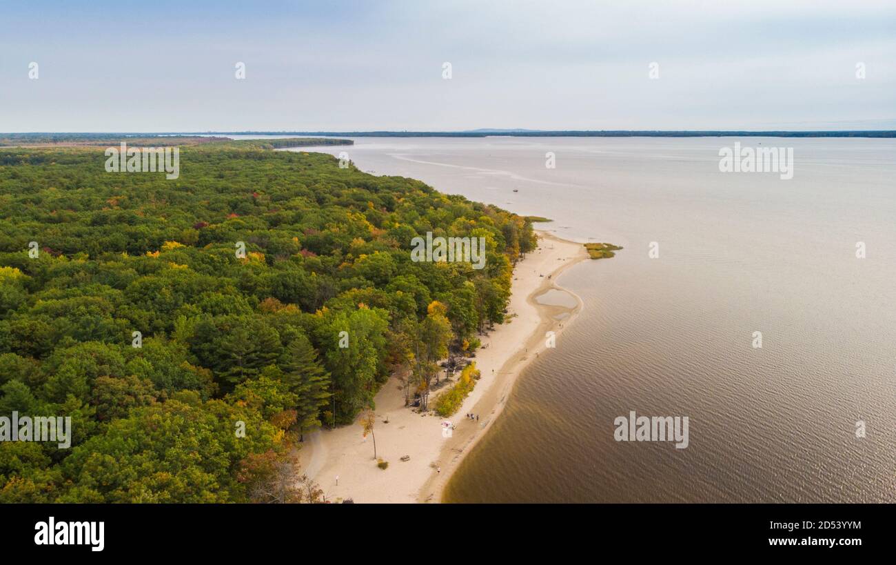 Aerial view of the beach in Oka national park, Canada Stock Photo