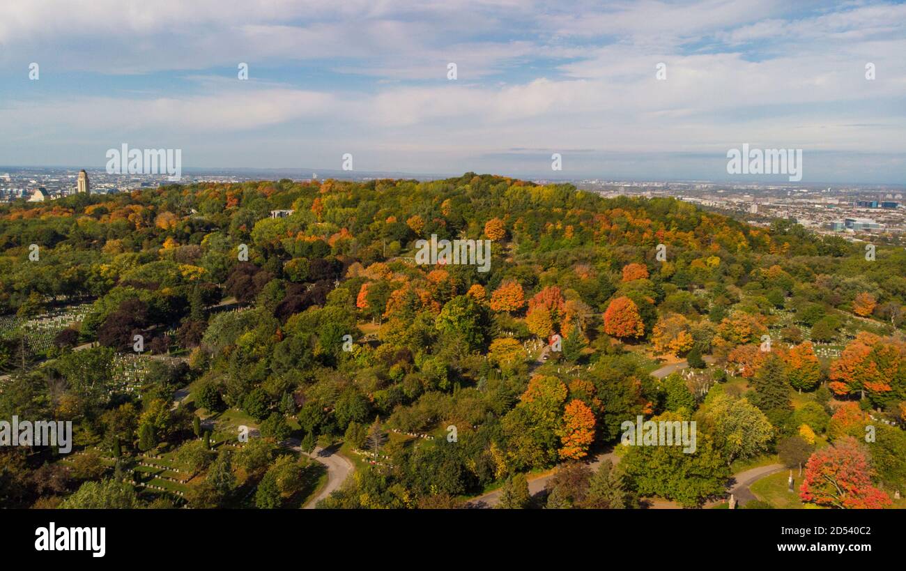 Canadian autumn in Montreal, aerial view Stock Photo
