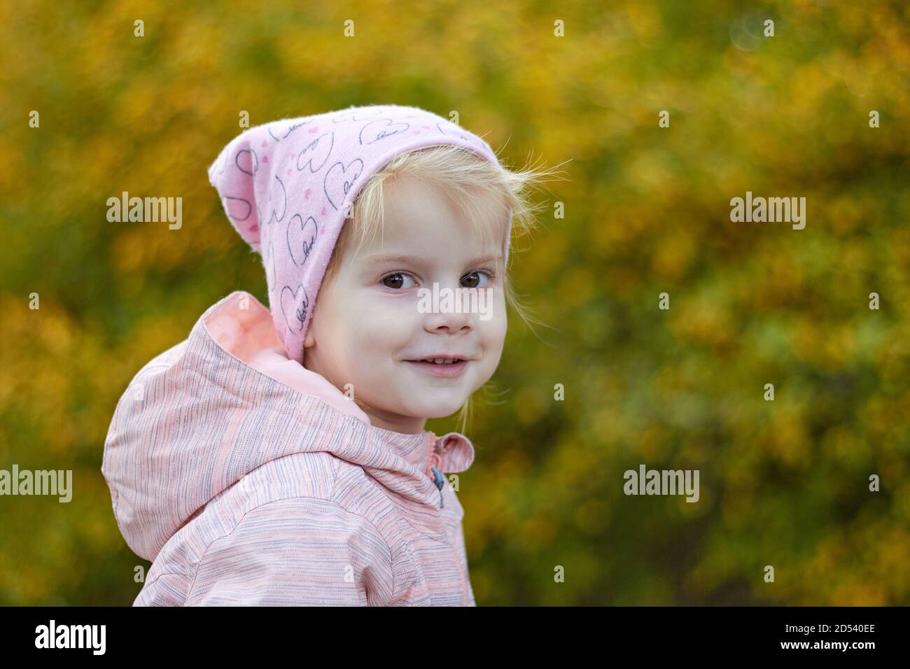 portrait of a happy little girl in the park in autumn Stock Photo - Alamy
