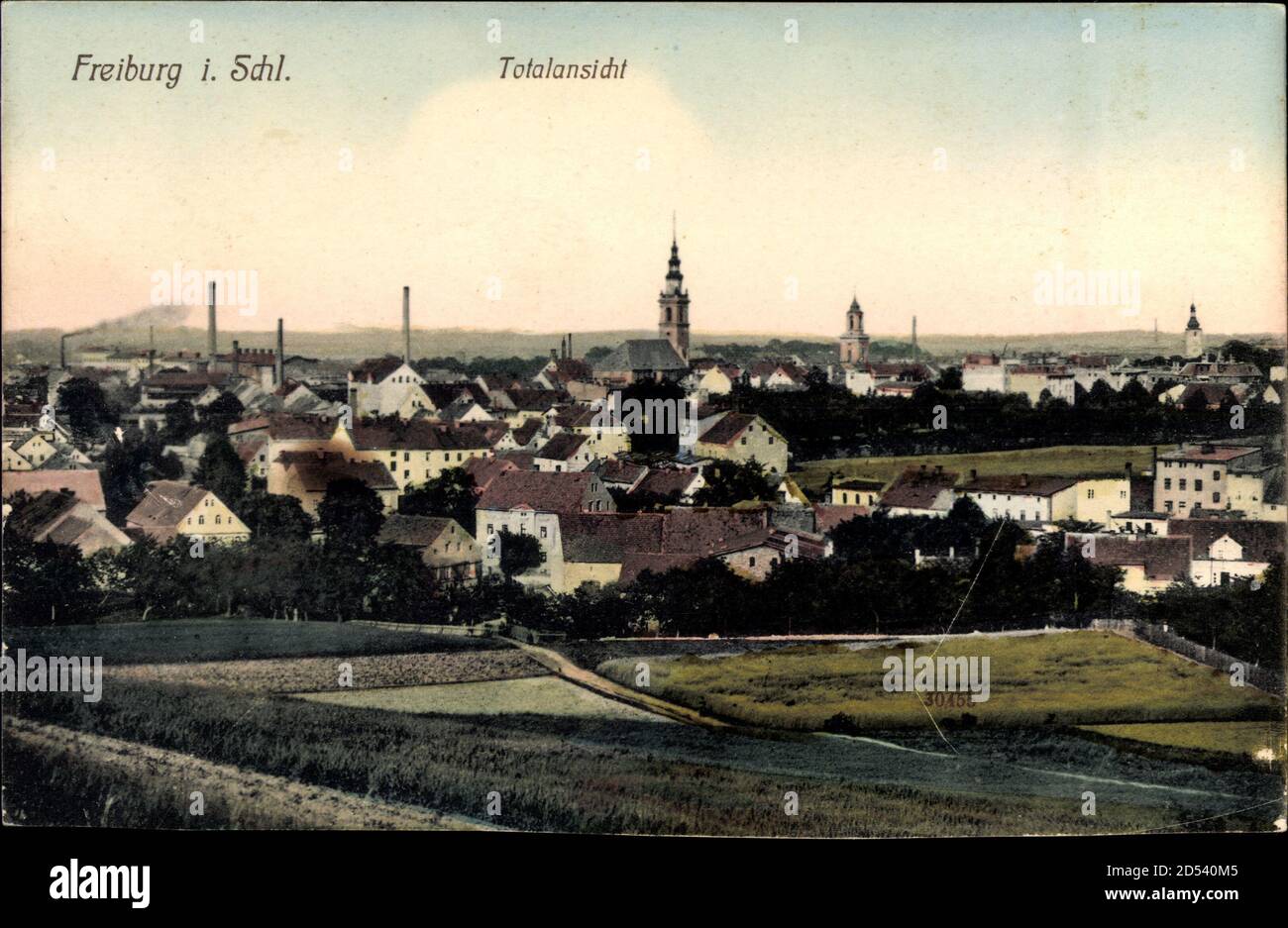 ?wiebodzice Freiburg Schlesien, Totalansicht der Stadt, Turm | usage ...