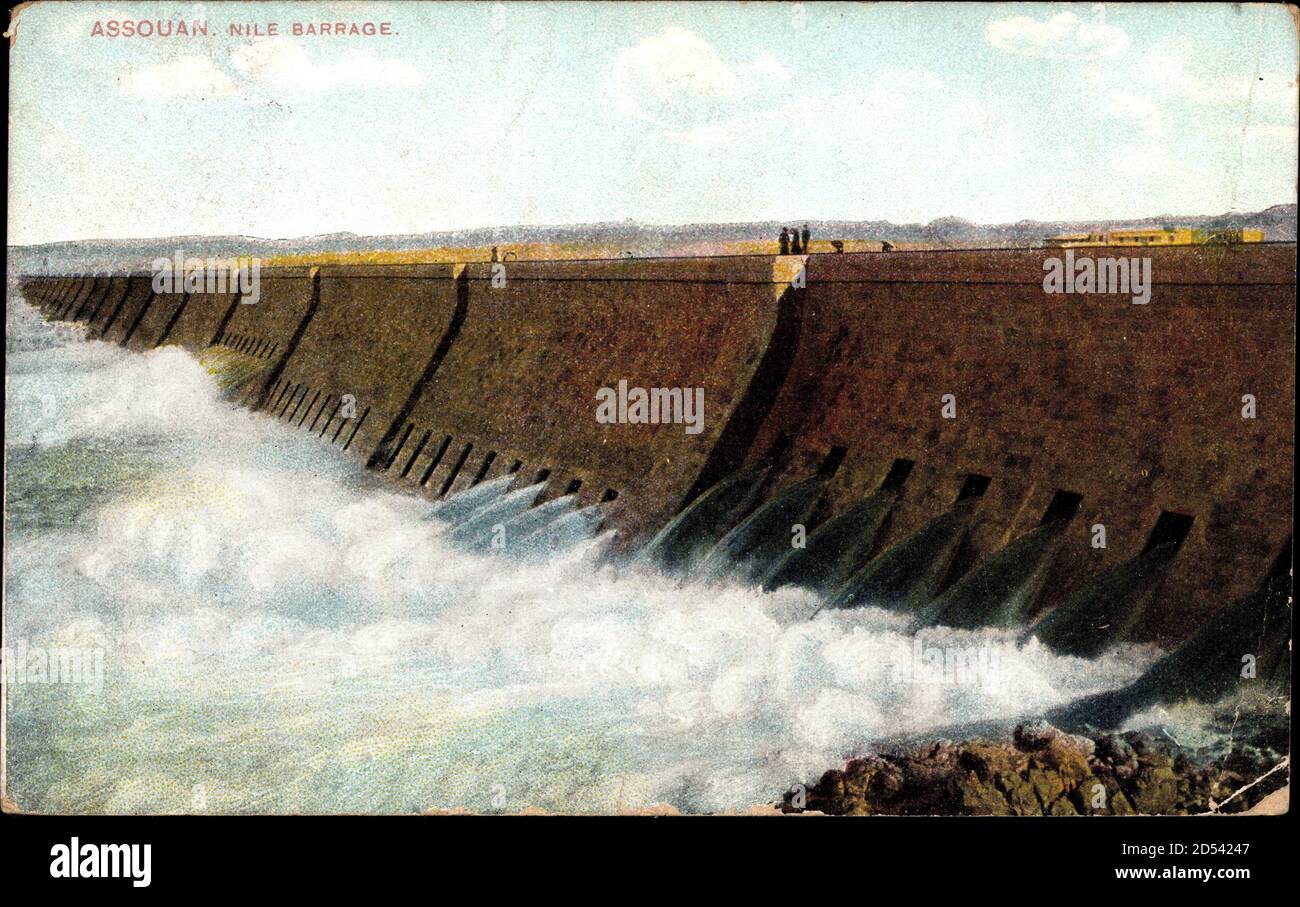 Assuan Ägypten, NIle Barrage, Talsperre im Nil usage worldwide Stock