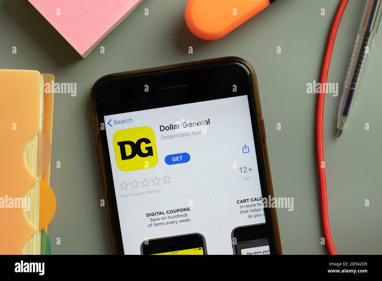 New York, USA 29 September 2020 Dollar General mobile app logo on