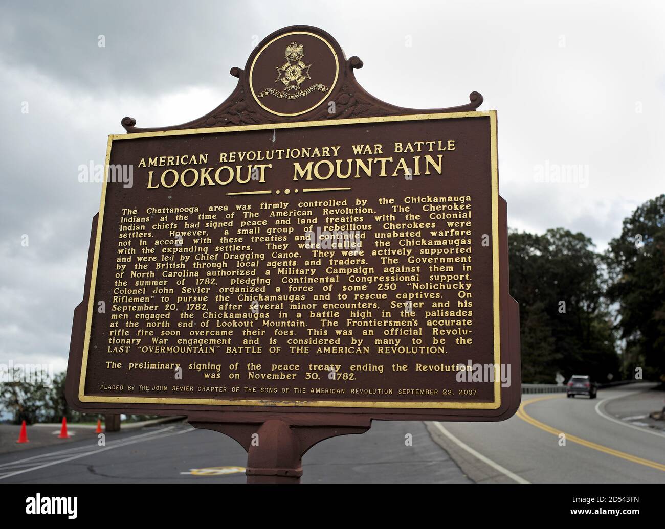 American revolutionary war battle on historical marker near Ruby Falls,  Lookout Mountain Tennessee Stock Photo - Alamy