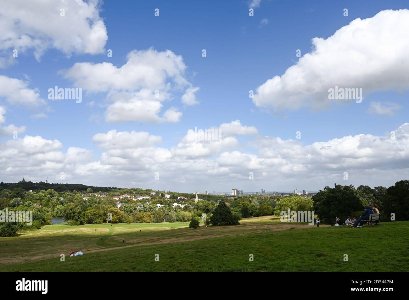 View from Hampstead Heath towards Highgate and Dartmouth Park, London UK. Stock Photo