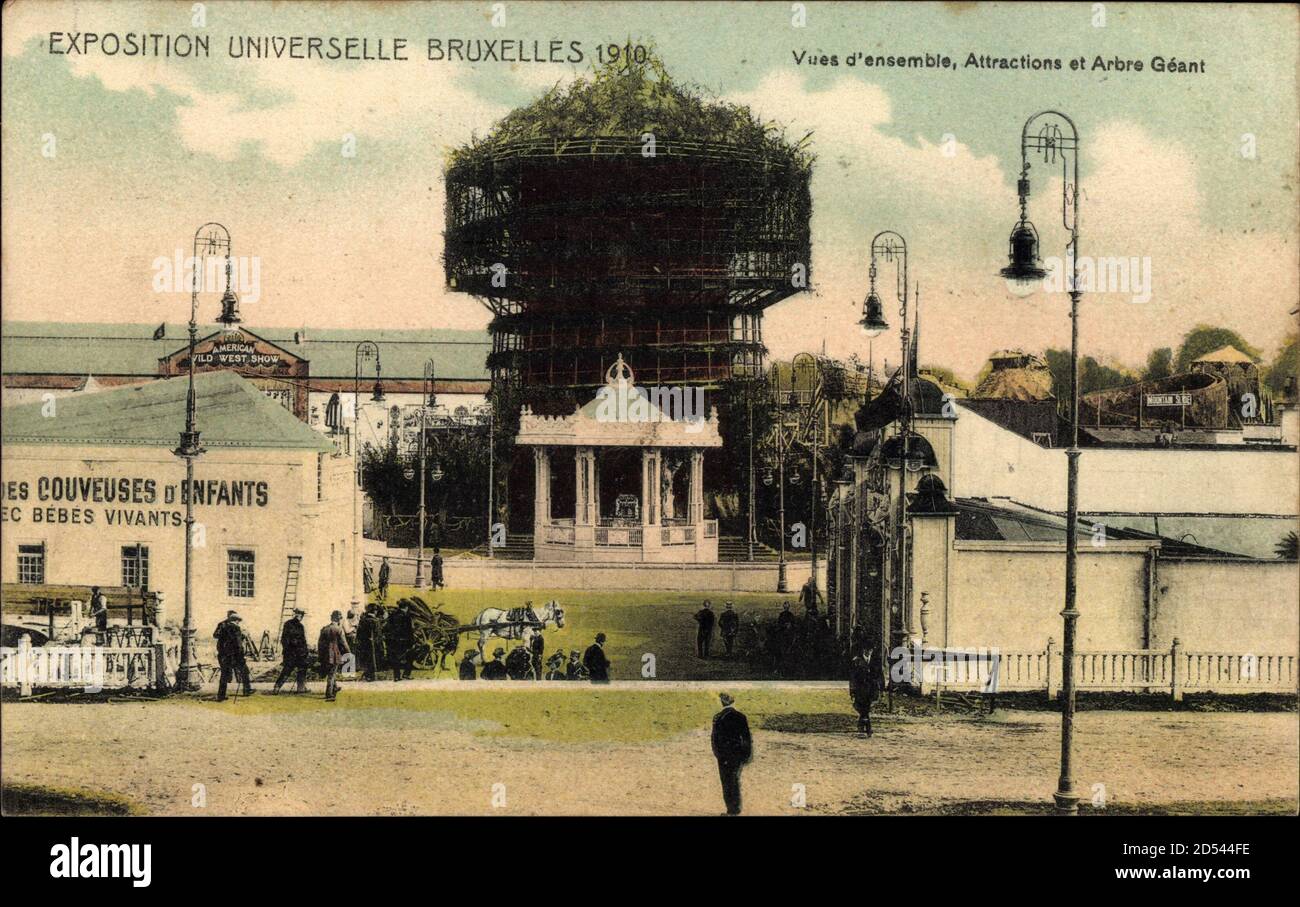 Brüssel Weltausstellung 1910, Vues d'ensemble, Attractions et Arbre Géant | usage worldwide Stock Photo