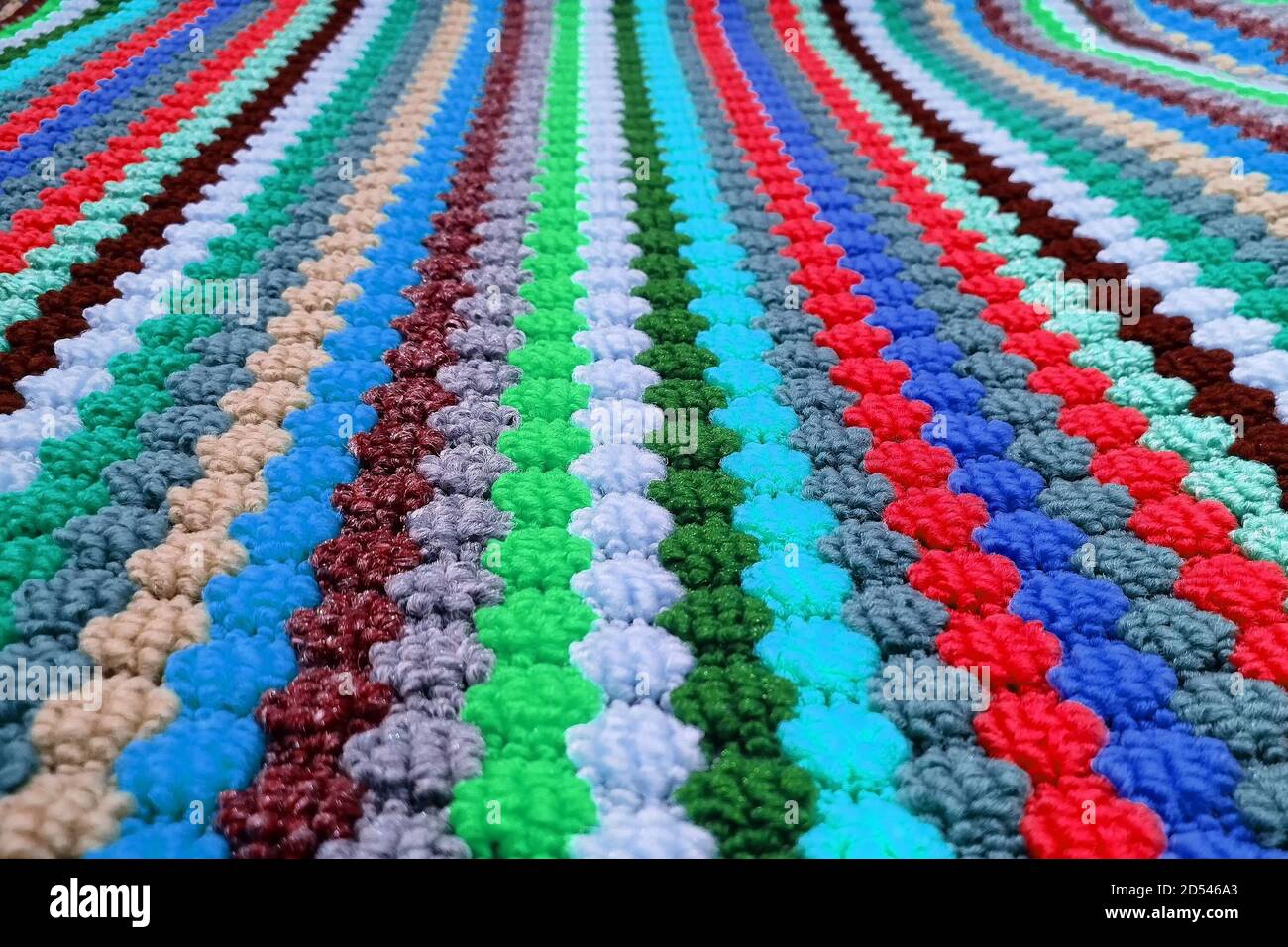 The texture of the pile carpet of colored stripes Stock Photo