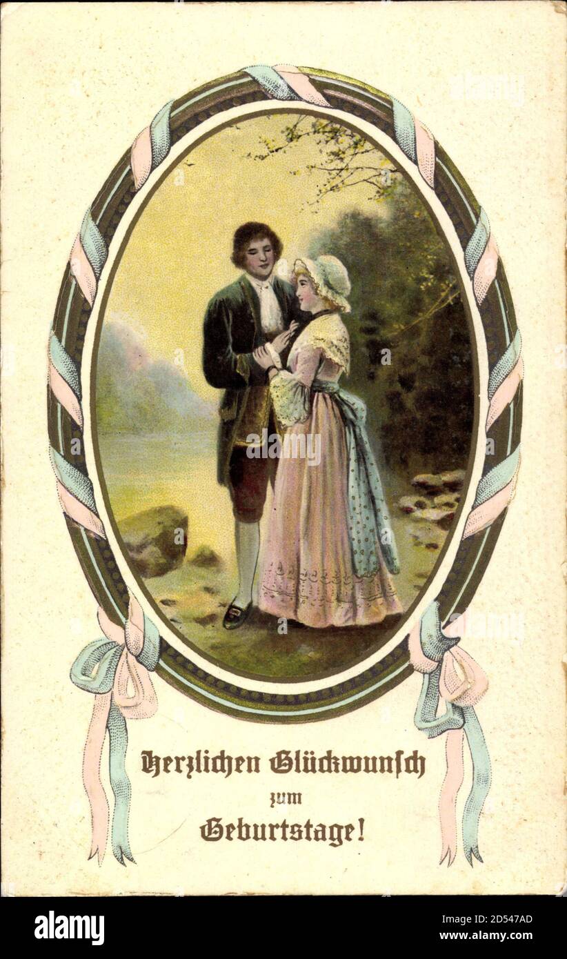 Passepartout Glückwunsch Geburtstag, Liebespaar usage worldwide Stock