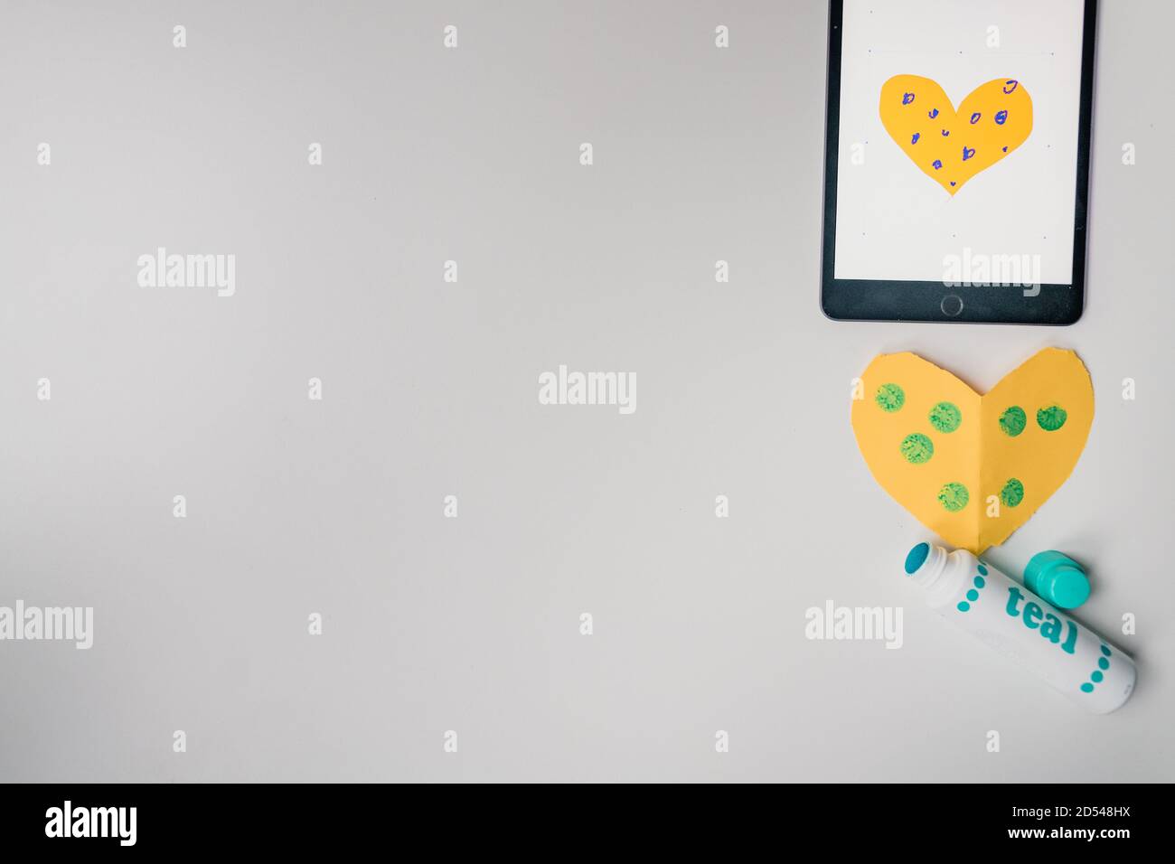 distance learning craft supplies for preschool on white background ...