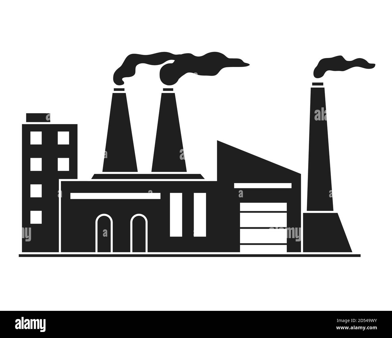 Black silhouette of an old factory building Stock Vector Image & Art