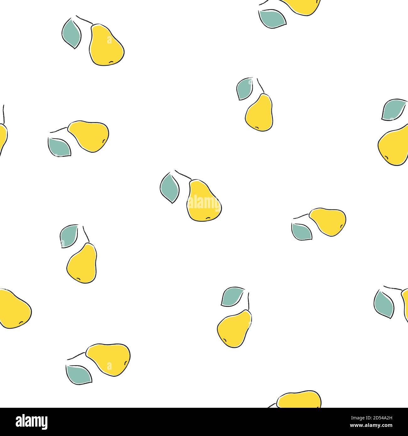 Seamless Pattern with hand drawn pears on black. Vector Illustration Stock Vector