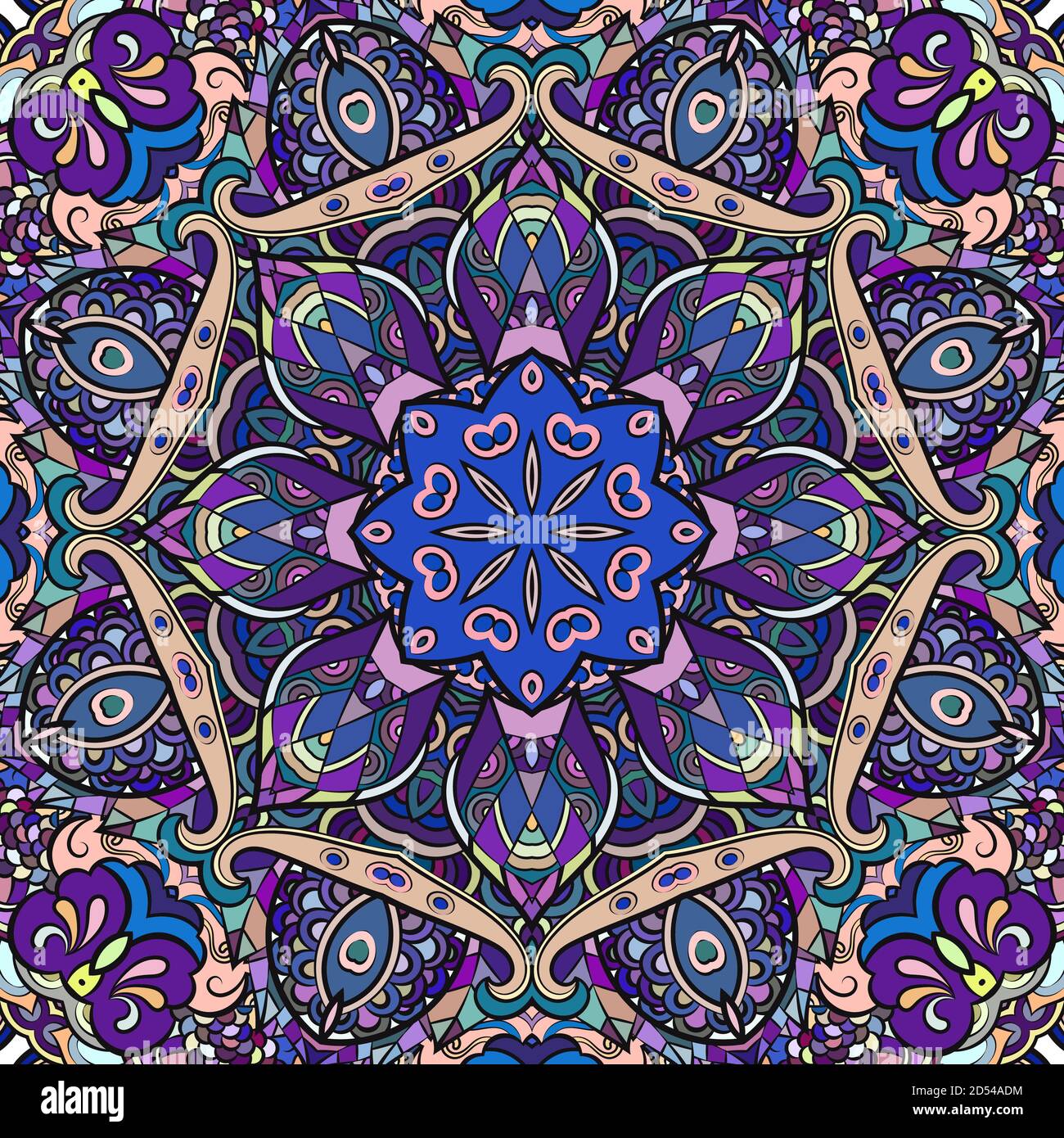 Seamless tracery tile mehndi design Stock Vector