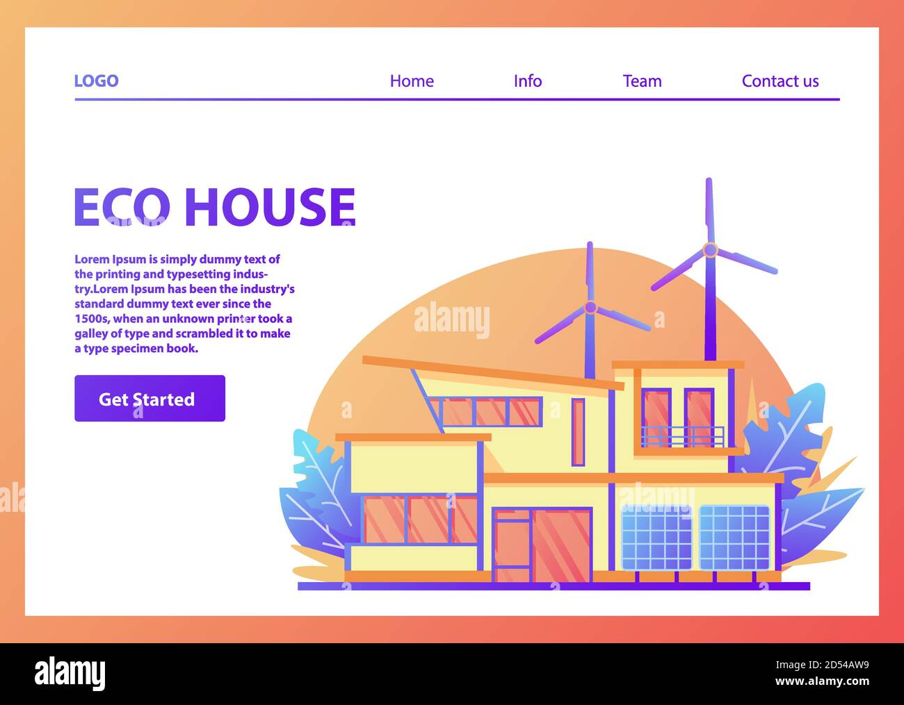 Landing page template.Green energy eco friendly suburban american house ...