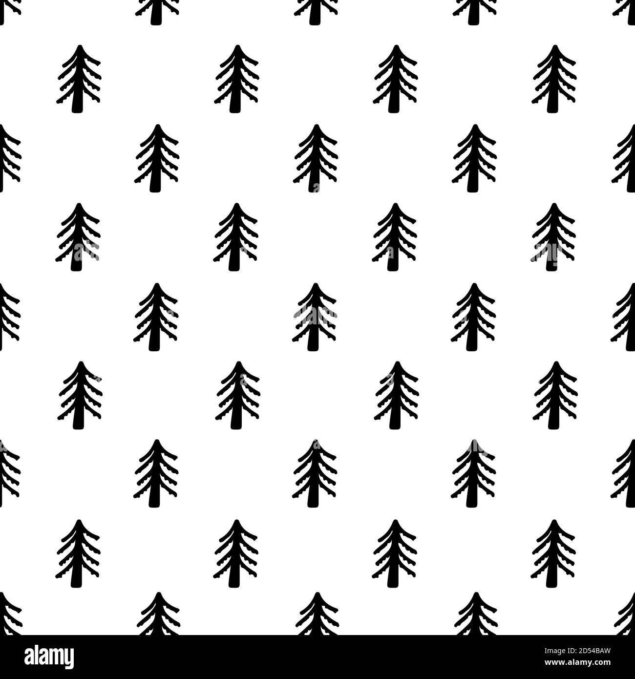 Christmas tree monochromatic hand drawn Scandinavian style seamless ...