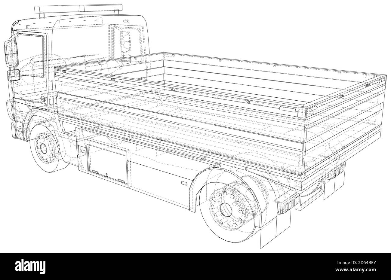 Flatbed truck. Vector Illustration of Flatbed truck. The layers of visible and invisible lines are separated. EPS10 format Stock Vector