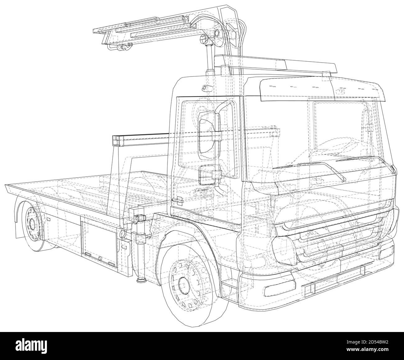 Tow Truck. Vector Illustration of Tow Truck. Towing. The layers of visible and invisible lines are separated. EPS10 format Stock Vector