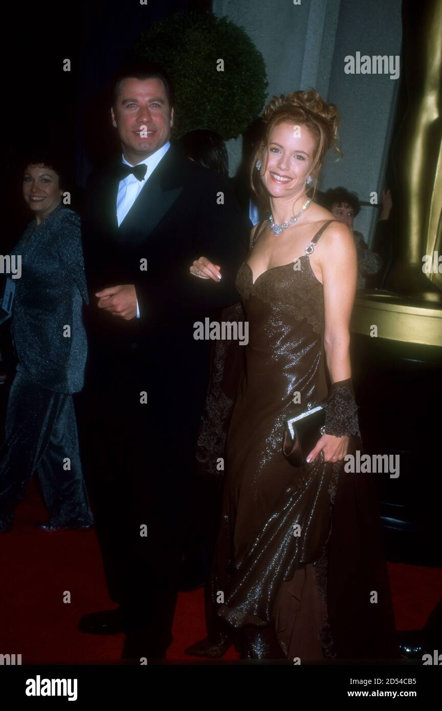 Los Angeles, California, USA 25th March 1996 Actor John Travolta and actress Kelly Preston attend the 68th Annual Academy Awards at Dorothy Chandler Pavilioin on March 25, 1996 in Los Angeles, California, USA. Photo by Barry King/Alamy Stock Photo Stock Photo