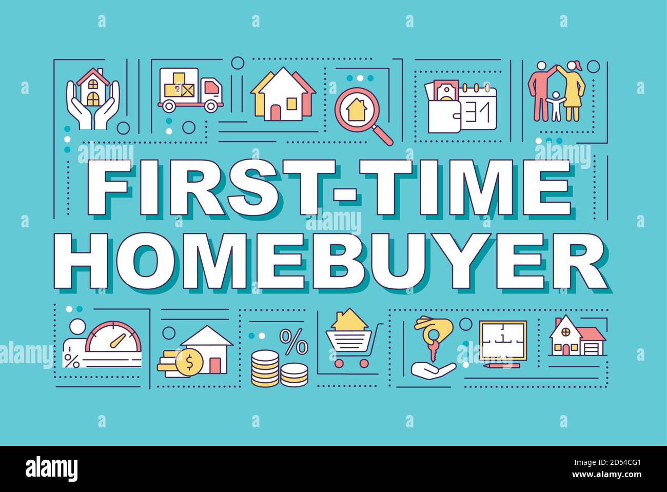First-time homebuyer word concepts banner Stock Vector