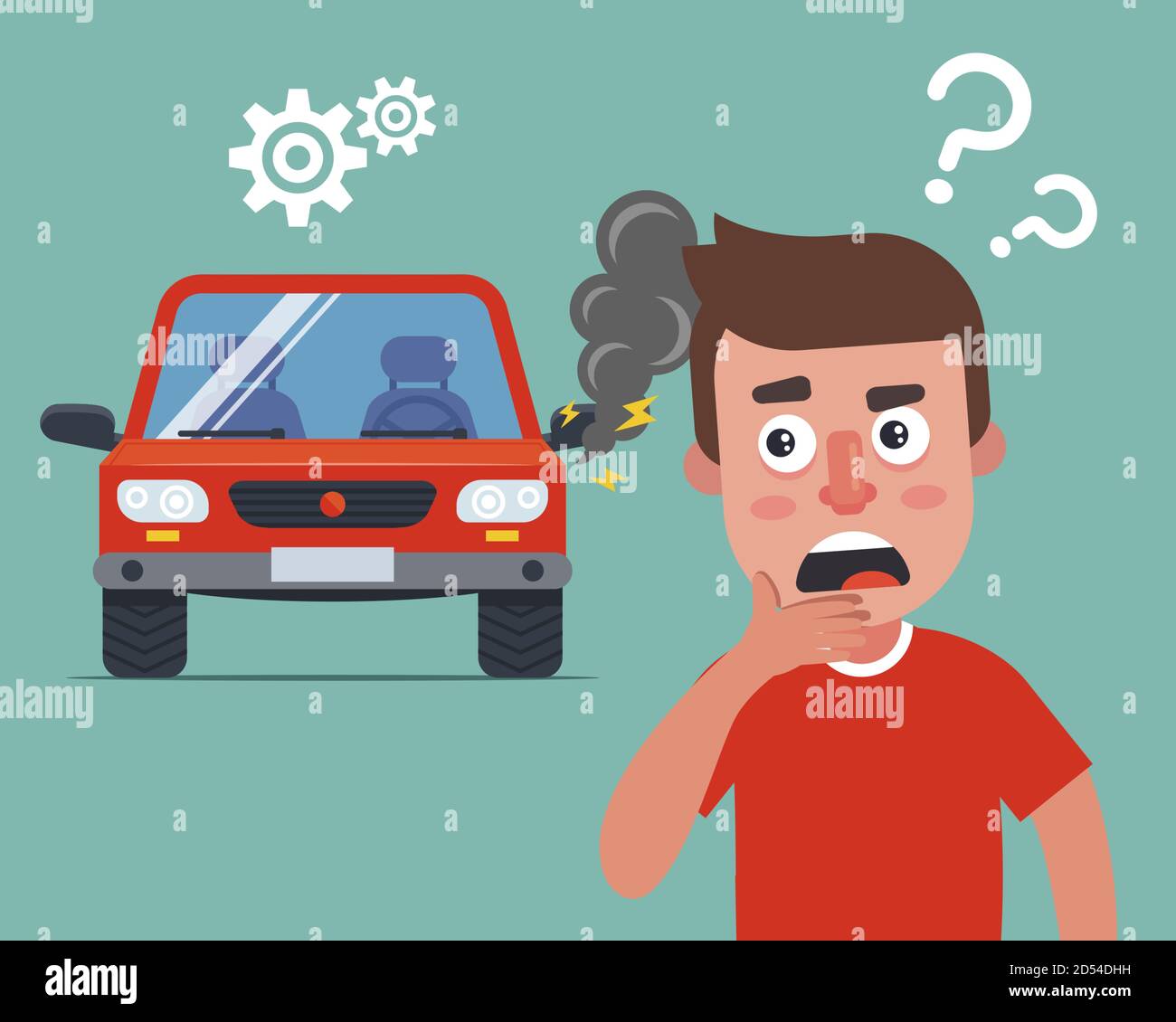 the driver car broke down and he doesn know what to do. smoke from