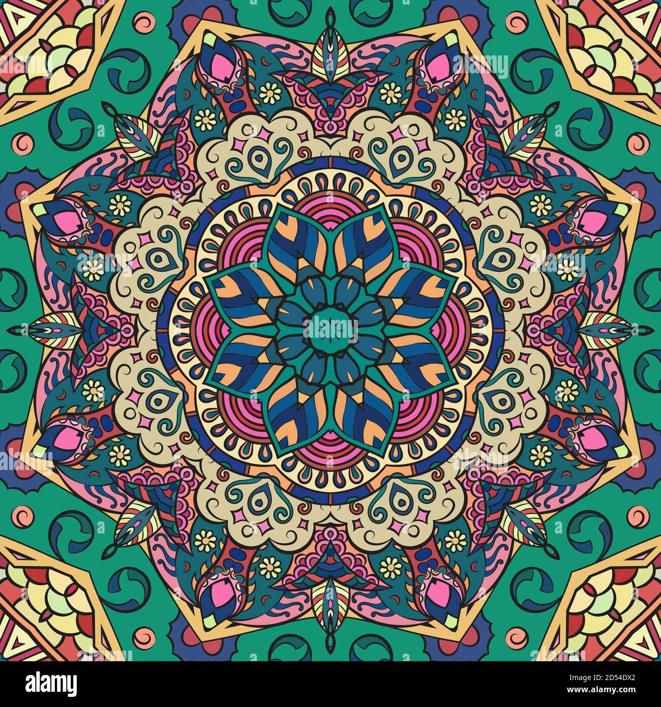 Seamless tracery tile mehndi design Stock Vector