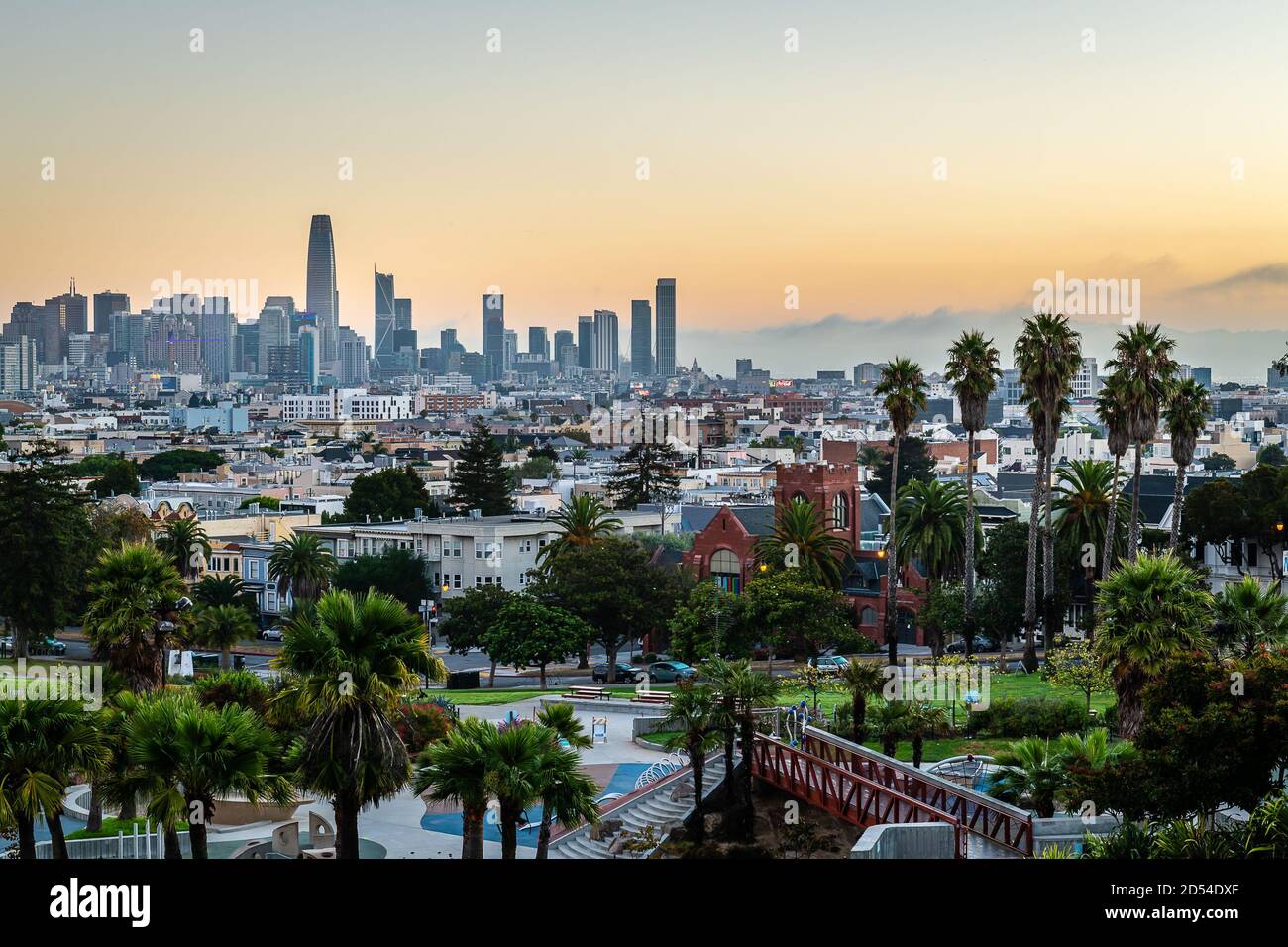 Mission Dolores Park at Sunrise Stock Photo - Alamy