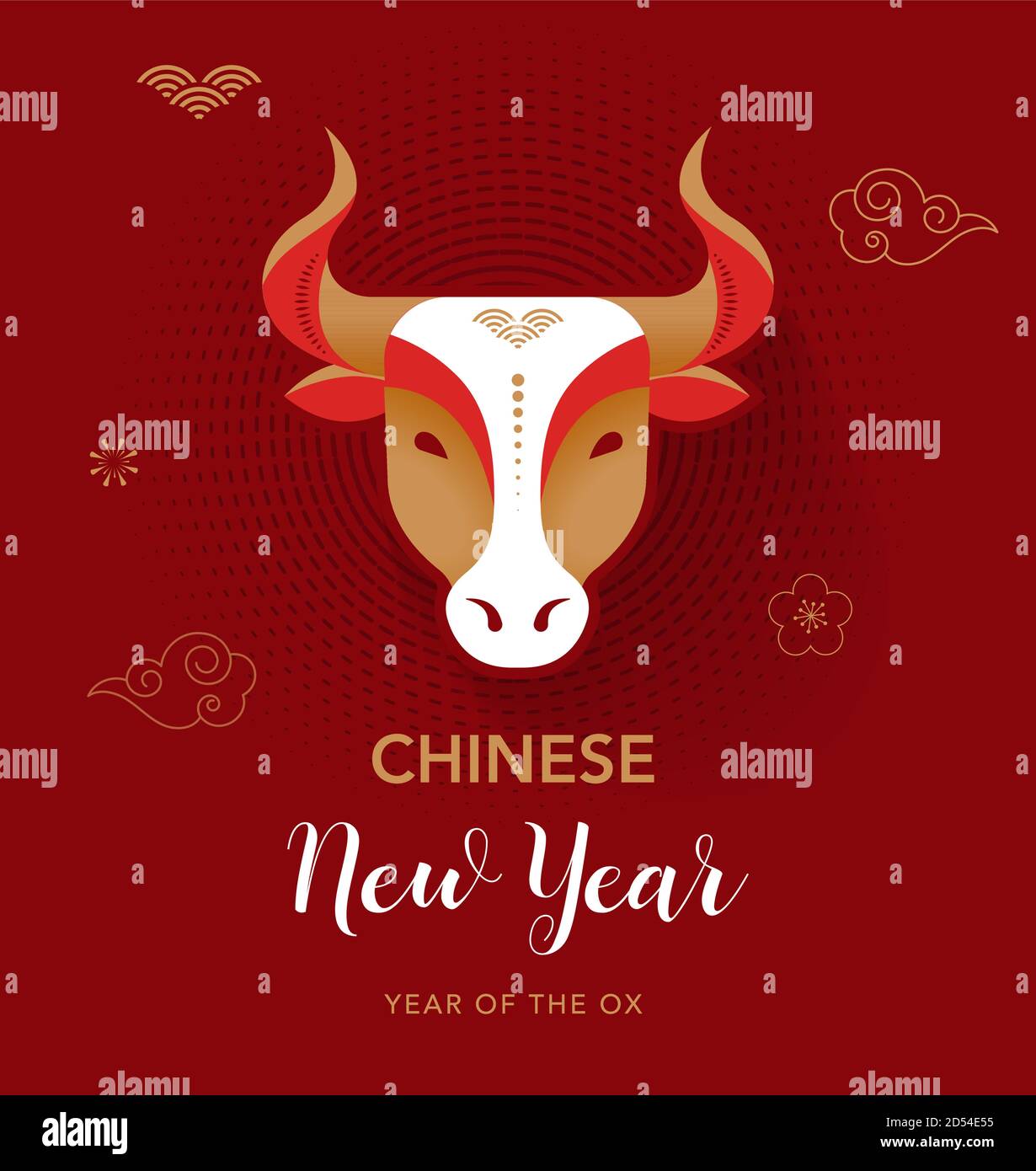 Chinese new year 2021 year of the ox, Chinese zodiac symbol,  Stock Vector