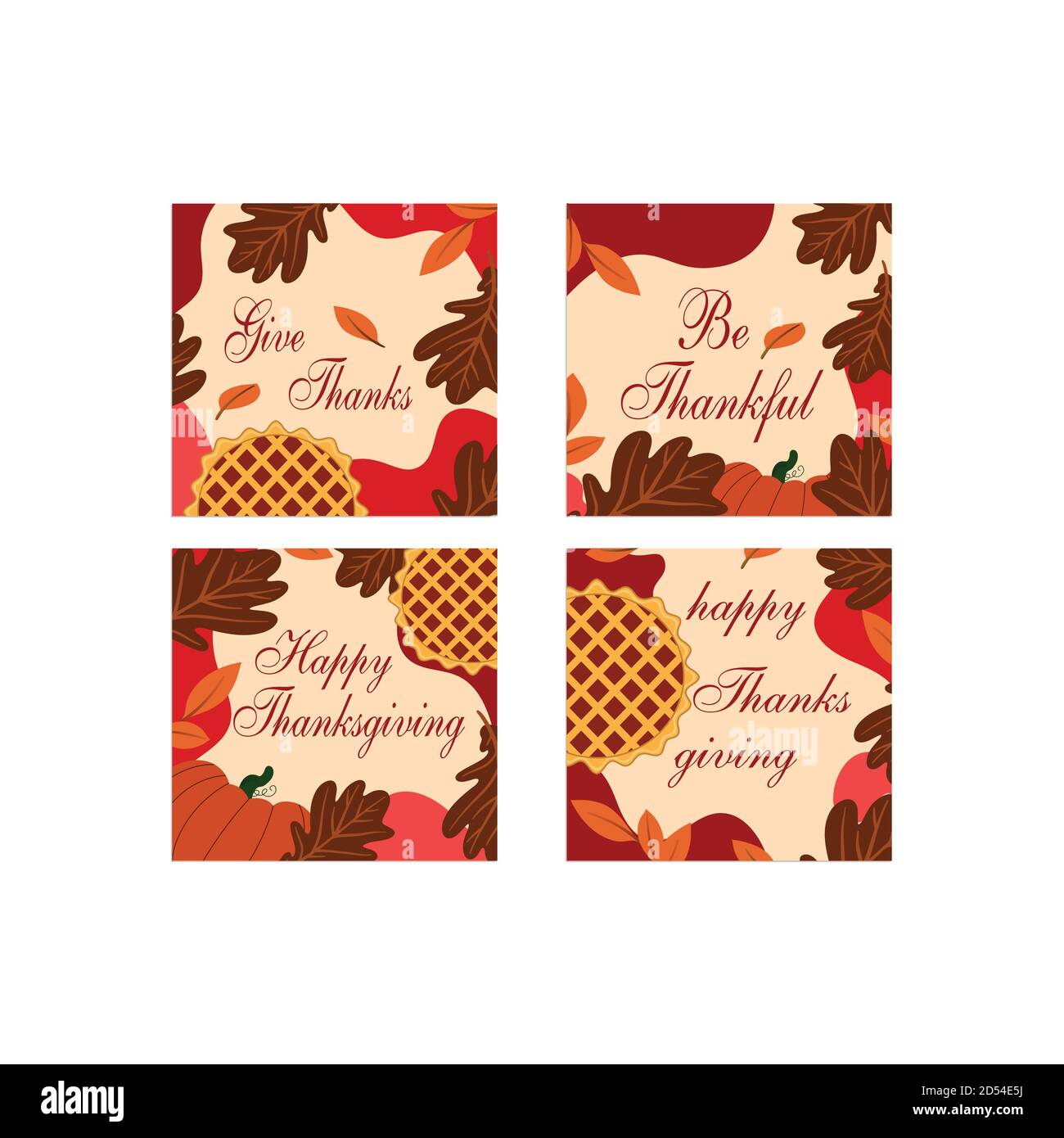 Thanksgiving instagram posts in flat design Stock Vector