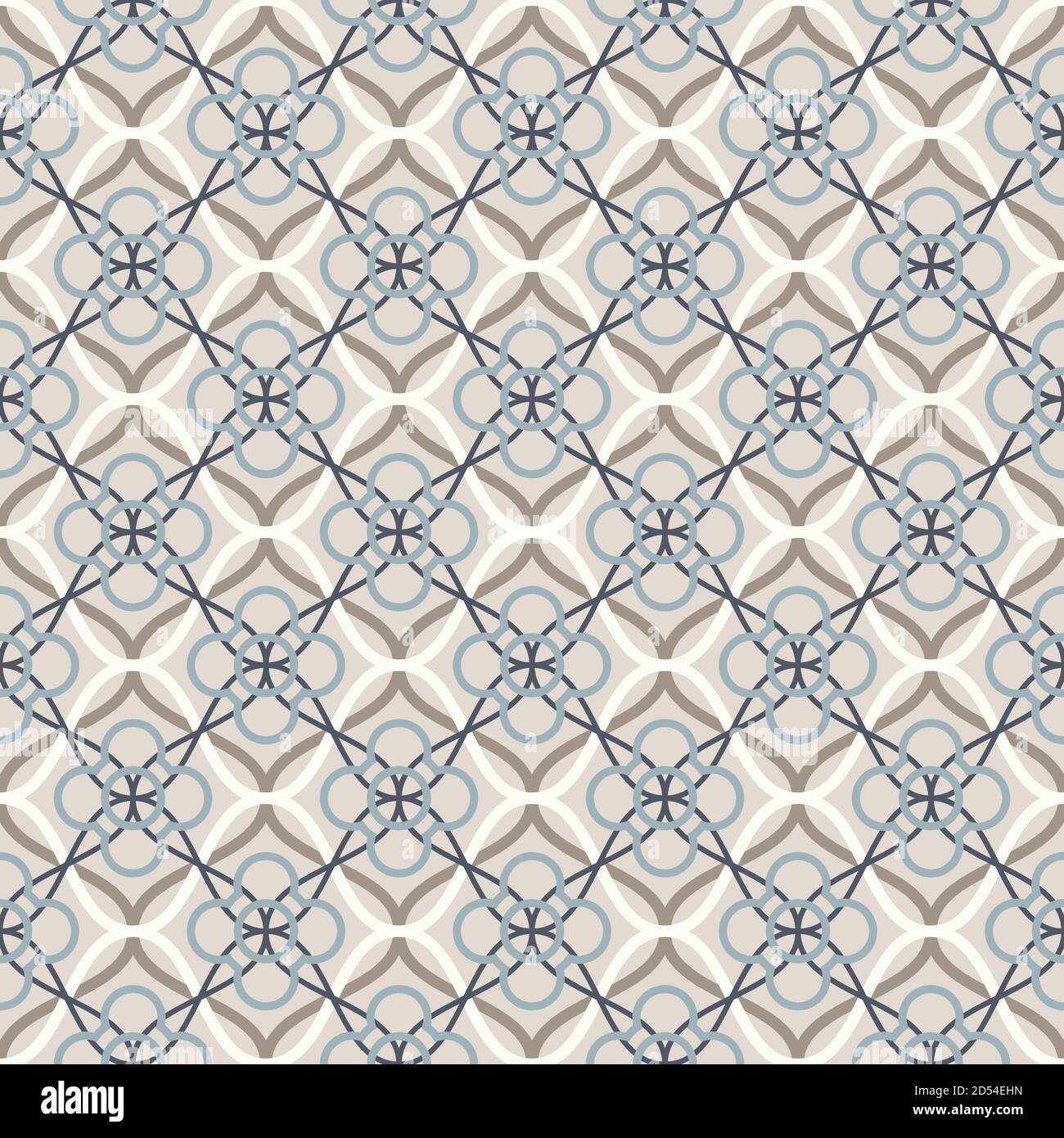 Tangled modern pattern, based on traditional oriental arabic geometric repeat patterns. Seamless vector background. Plain neutral natural colors - eas Stock Vector
