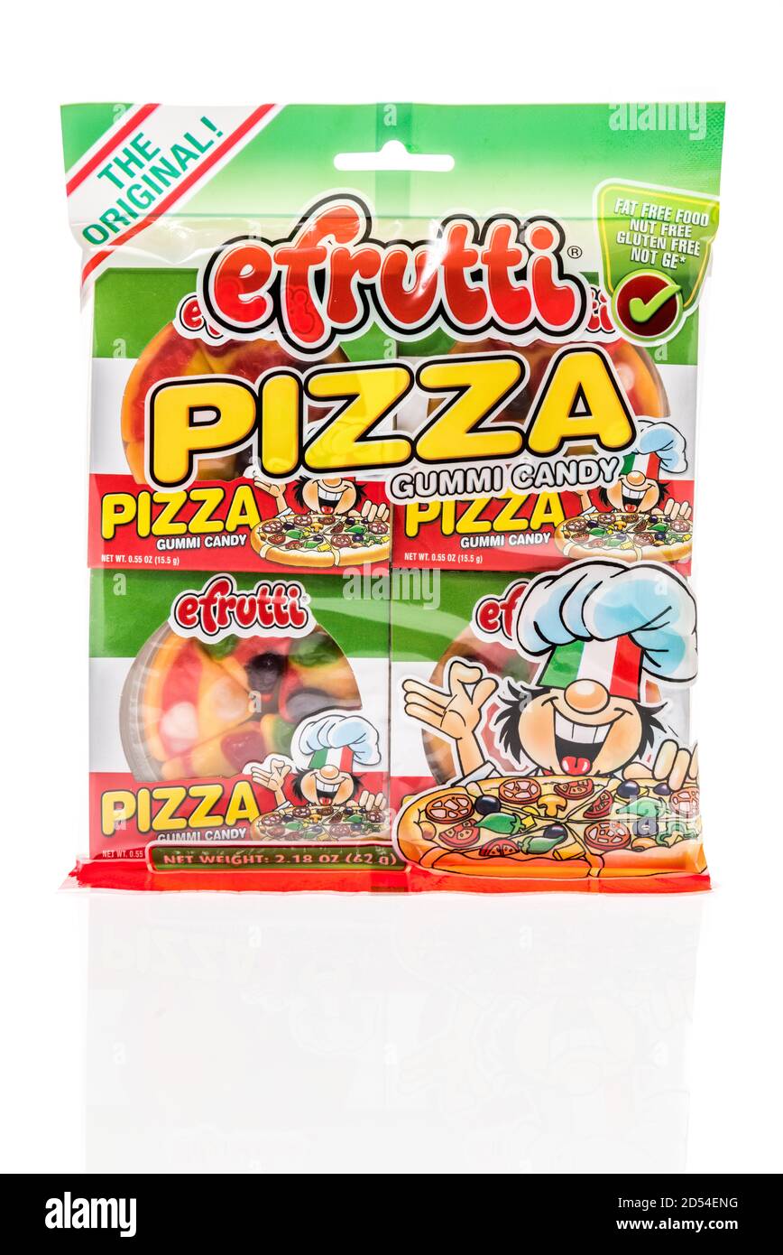 Winneconne, WI 6 October 2020 A package of efrutti pizza gummi candy