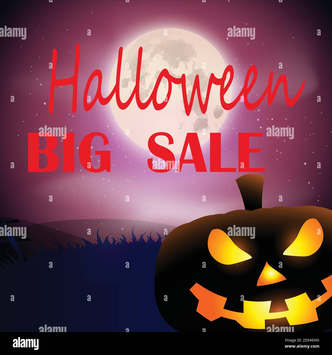 Halloween sale offer design template. Stock Vector