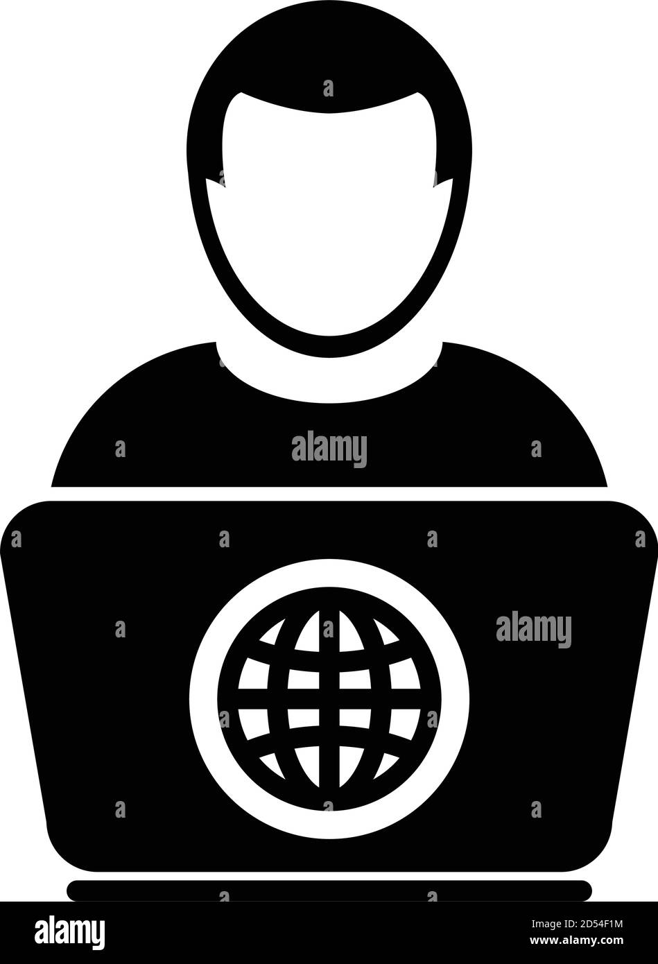 Laptop icon vector working from home with computer male user person ...