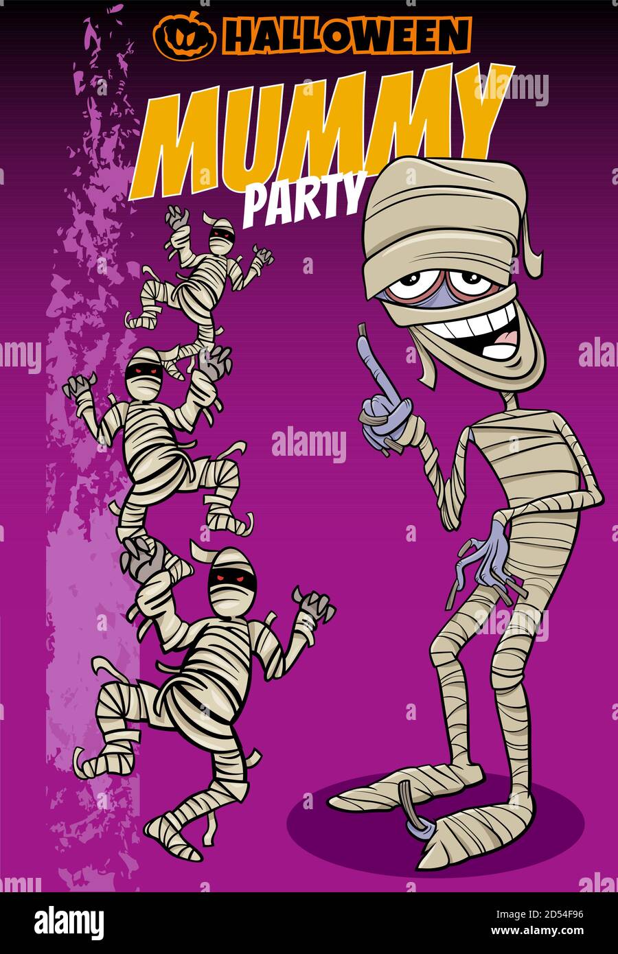 Cartoon Illustration of Halloween Holiday Mummy Party Poster or Invitation Design Stock Vector