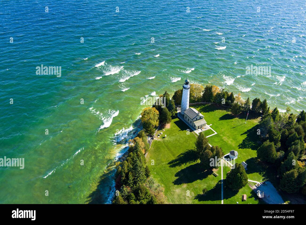 The famous Cana Island lighthouse located next to lake Michigan in Door