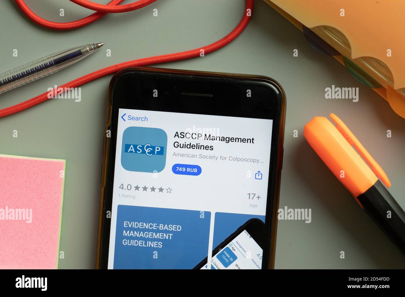 New York, USA - 29 September 2020: ASCCP Management Guidelines mobile ...