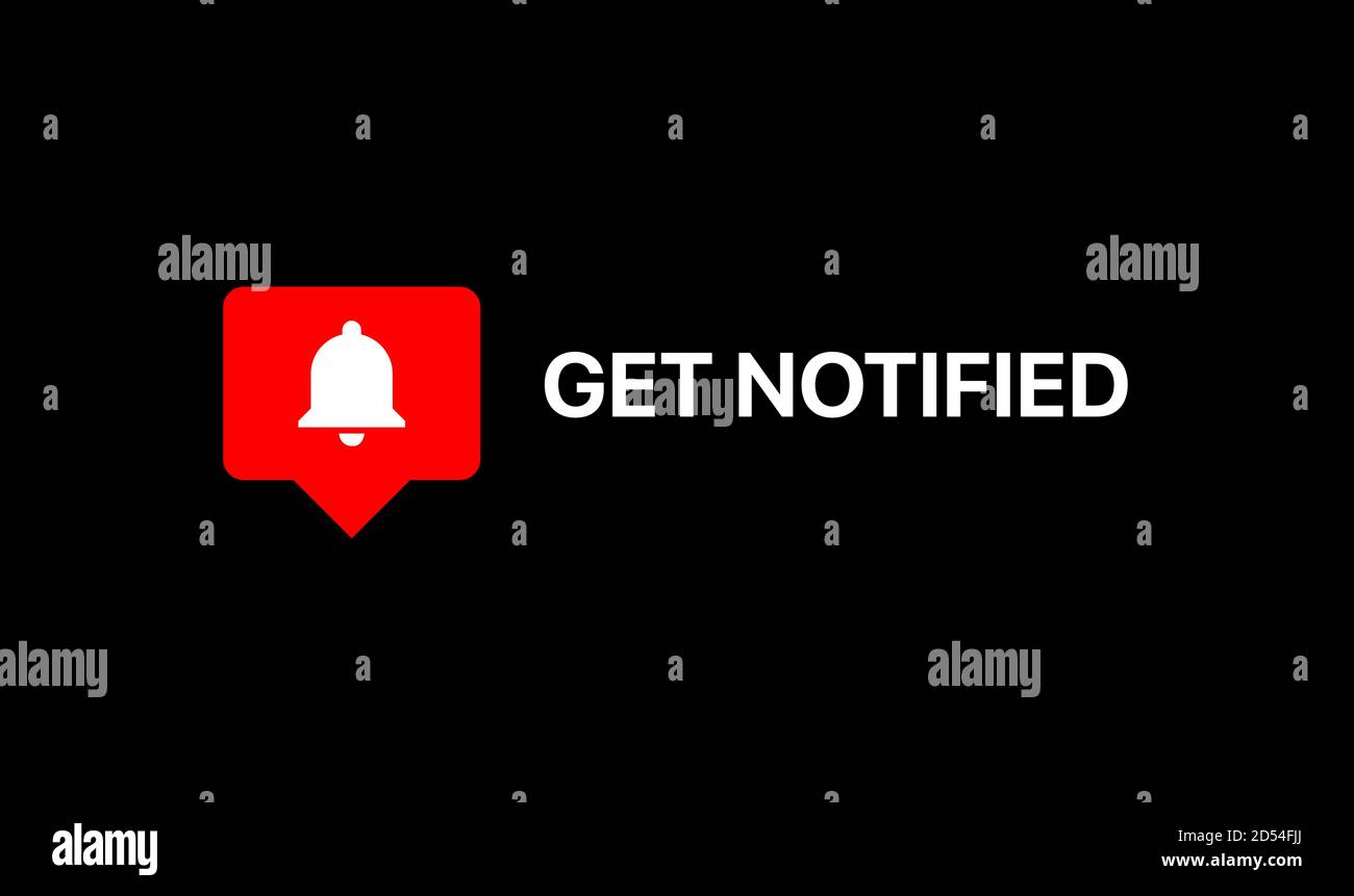 Youtube Get Notified Reaction. Subscribe Button. Youtube Lower Third. Youtube Bell Icon. Vector Illustration On Black Background Stock Vector