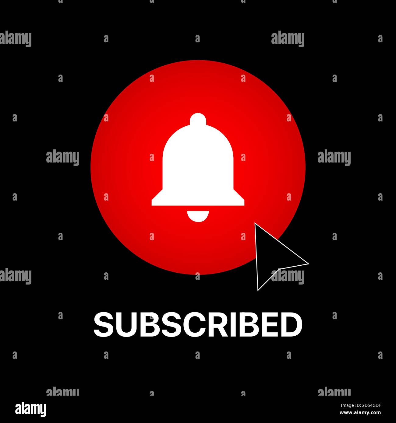 Youtube Subscribed Button. Youtube Lower Third. Youtube Bell Icon. Vector Illustration On Black Background Stock Vector