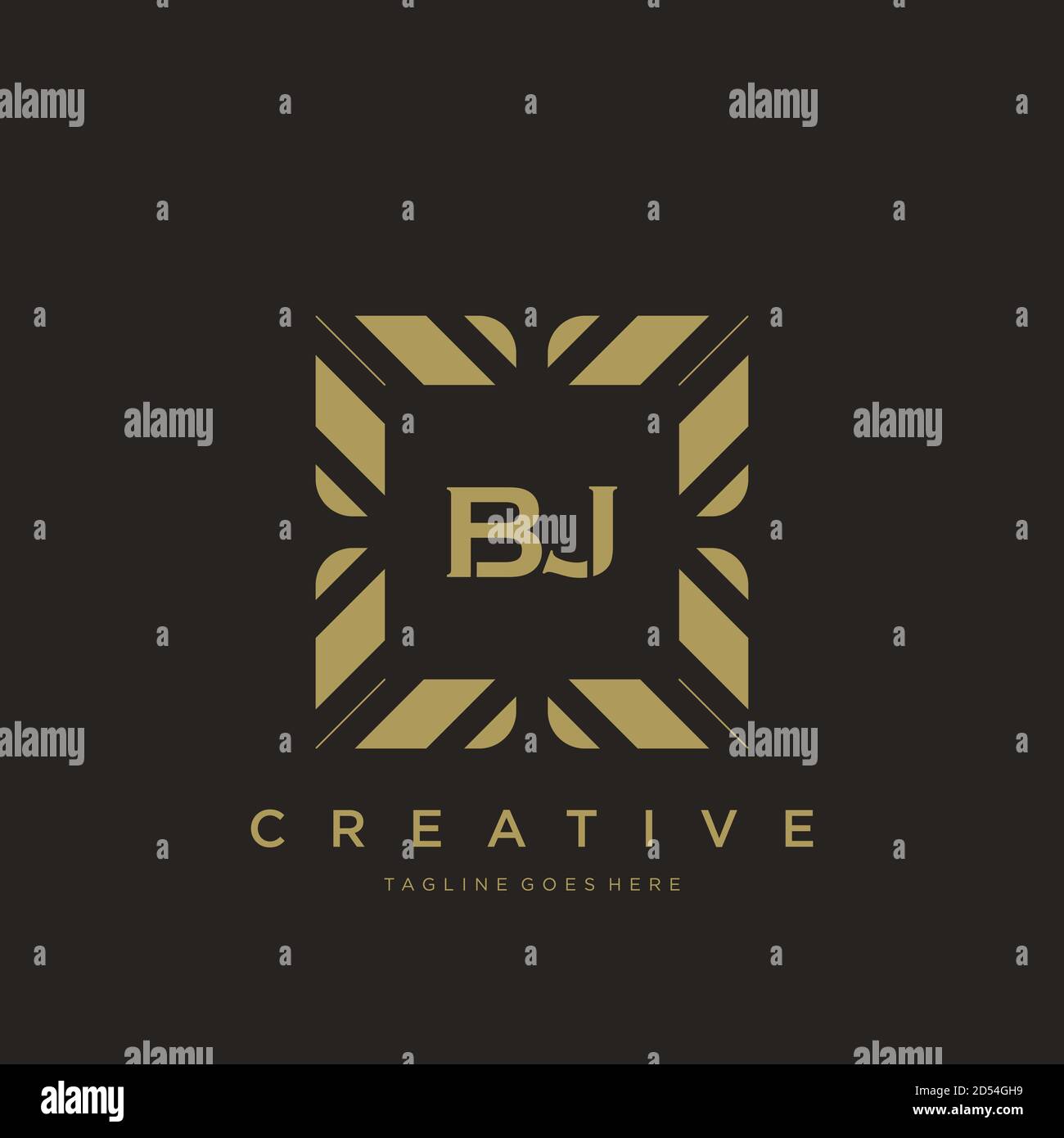 BJ initial letter luxury ornament monogram logo template vector art Stock Vector