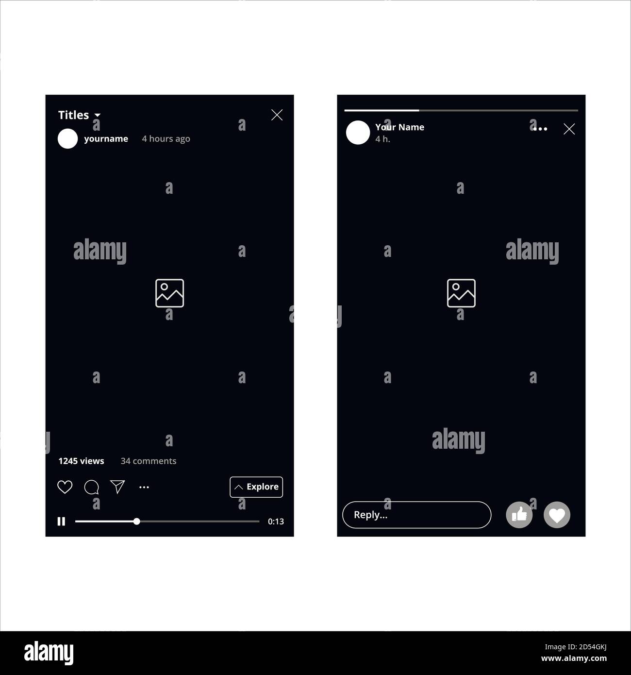 Instagram Igtv And Facebook Stories Mobile Interface Vector Illustration On White Background Stock Vector Image Art Alamy