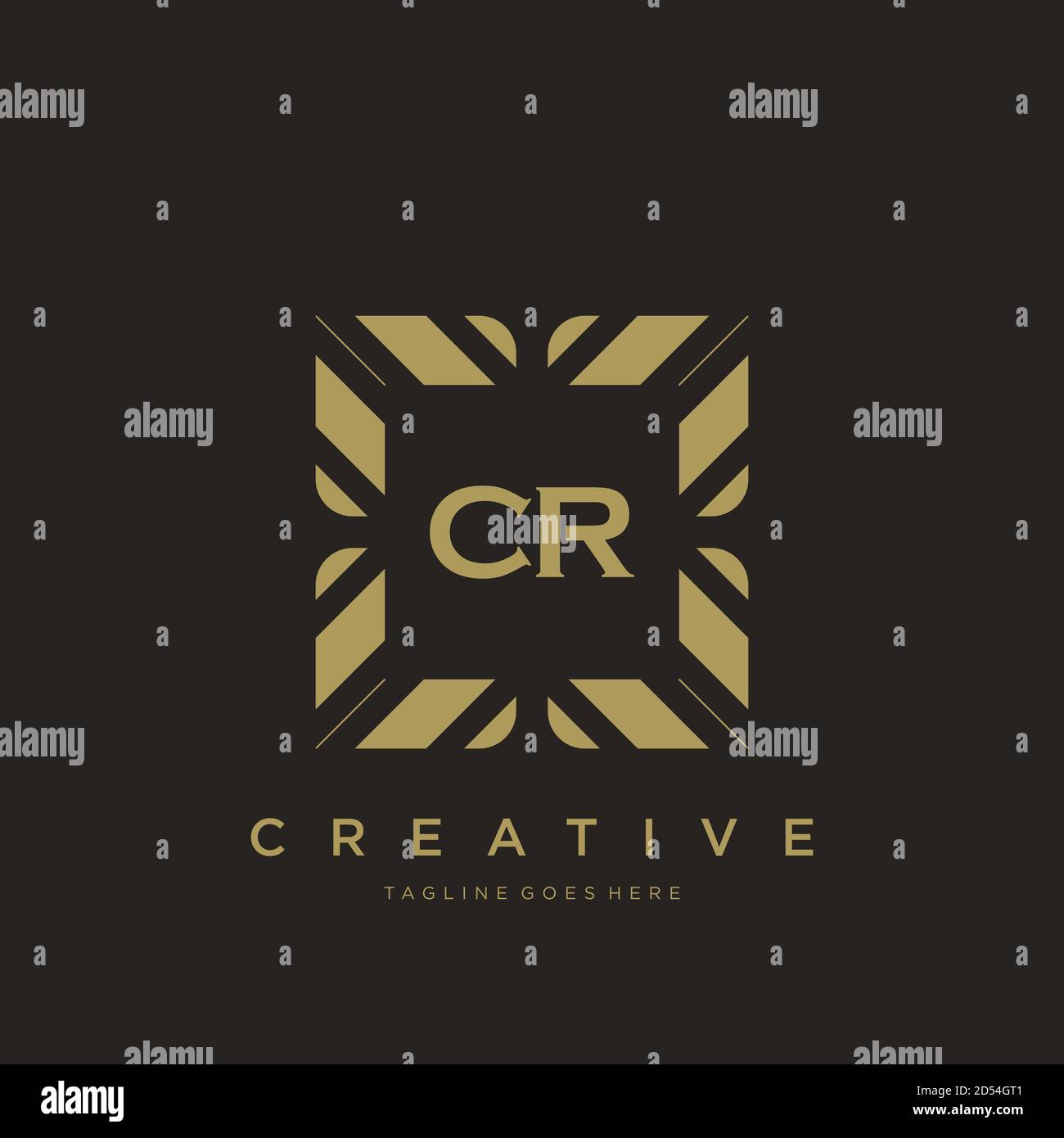CR initial letter luxury ornament monogram logo template vector art Stock Vector